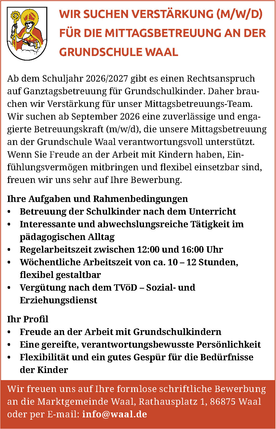 Anzeige Mittagsbetreuung